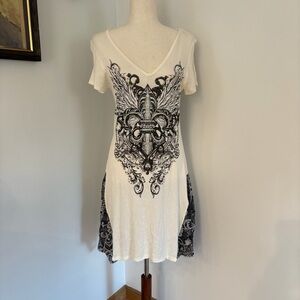 Bedazzled Lace Graphic T-Shirt Dress